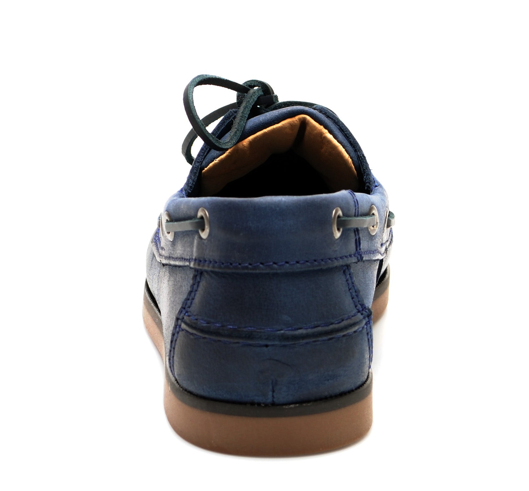 Jim Boomba Australian Style Boat Shoes - Ocean Blue - Rustic Leather