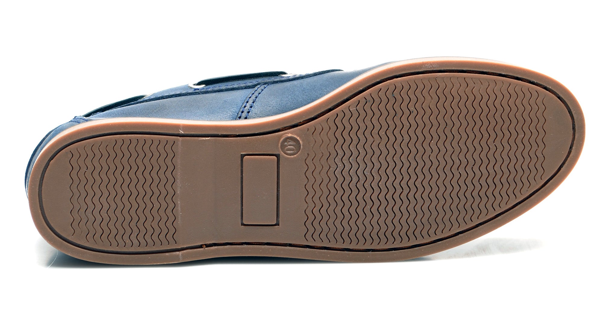 Jim Boomba Australian Style Boat Shoes - Ocean Blue - Rustic Leather