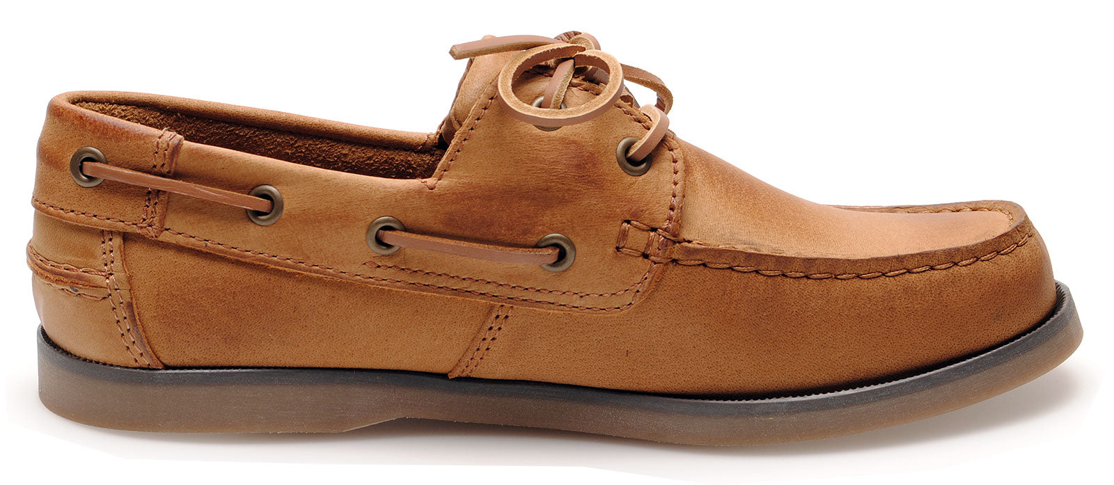Jim Boomba Australian Style Boat / Deck Shoes - Russet Brown - Rustic Leather
